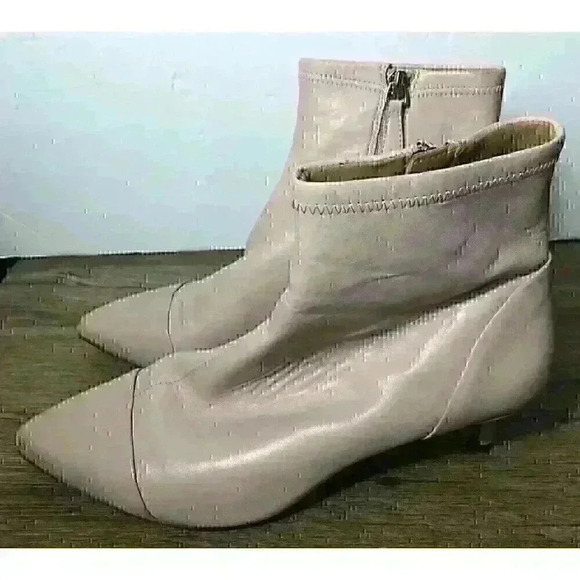 REBECCA MINKOFF Womens Pink Sz 6.5 Siya Pointed Toe Kitten Heel Leather Booties - Picture 4 of 9